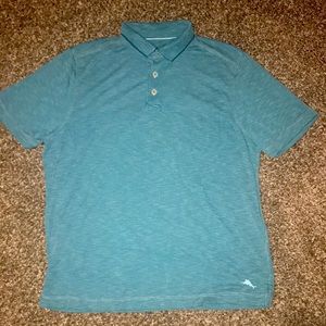 Tommy Bahama Teal Green Short Sleeve Polo Three Button Golf Shirt